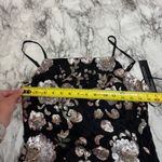 Anthropologie Goldie metallic Floral Sequin Mini Dress black mesh adjustable straps NWT XS Photo 4