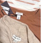 Ava & Viv Womens Plus 4X Tan Sweater Brown Ribbed Tee Striped Top Bundle NWT Photo 3