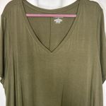 Lane Bryant  Olive Green V Neck Flowy Tee Shirt 22/24 Short Sleeve NWT Photo 1