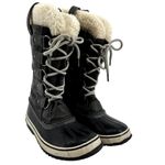 Sorel  Joan of Arctic Boots Leather Winter Snow Lace Up Faux Shearling Black 8.5 Photo 1