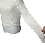 Milly  Chunky Knit White Cropped Fisherman Sweater Pullover Women’s Size P Photo 4