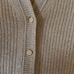 Talbots gold metallic ribbed vneck cardigan sweater m Photo 8