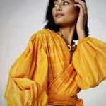 Acler Orange Balloon Sleeve Wrap Wyatt Blouse Size 4 Photo 1