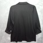 Massini Womens Large Black Cardigan Open Front Roll Tab sleeve Photo 2