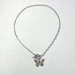925 Silver Plated Butterfly Pendant Necklace for Men Women,Unisex Necklace Photo 4