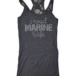 Zenana Outfitters Proud Marine Wife Rhinestone Racerback Tank Top Women's Size L Photo 0