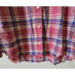 frame denim Frame Shirt Womens Small Plaid Long Sleeve Button Up Lightweight Flannel Frayed Photo 2