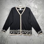 Dress Barn  Sweater L Floral Embroidered Cardigan Cottagecore Preppy Grandmacore Photo 1