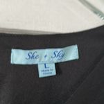 She & Sky  Black Drop Shoulder Tie Front Woven Romper - Size L Photo 3