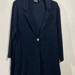 Chico's Travelers Single Button Slinky Cardigan Jacket Size 3 Dark/Navy Blue EUC Photo 0