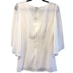 MSK Evening Off White Top Beaded V Neck Chiffon Layered Flared Sleeves Medium Photo 3