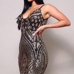 Black/ Gold Holiday Glamor Sequins Plunge V Photo 5