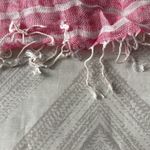 Land’s End Women’s Pink & White Striped Ombré Oblong Fringe Scarf Photo 2