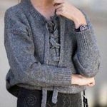 ZARA wool lace up gray sweater Photo 0