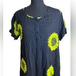 Vintage Dee Dee's Black & Chartreuse Sunflower Print Dress – 100% Rayon Photo 11