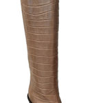 Marc Cain Women's Alligator Print Leather Knee High Article Boots Taupe 6.5 NIB Tan Photo 0