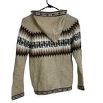 San Miguel Alpaca Hoodie Sweater Small Womens Cream Brown Full Zip Drawstring Photo 1