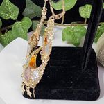 Boho Tricolor Gold Big Dangling Chandelier Filigree Earrings Photo 4