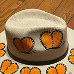 Handmade Womens 100% Canvas Made in Mexico Hand Painted‎ Butterfly Panama Hat Medium NEW Photo 0