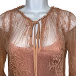 White House | Black Market  Soft Pink Sheer Lace Tie Neck Shell‎ With Tank EUC XS Photo 2