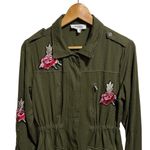 Charlotte Russe utility jacket olive green boho floral embroidery women's Small Photo 1