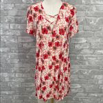 ASTR Red and White Floral Hibiscus Mini Dress Photo 1