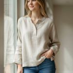 ZARA NWT BUTTON UP LINEN SHIRT LAGENLOOK XS FITS LIKE MEDIUM Photo 0