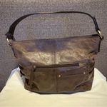 Nino Bossi Genuine Brushed Leather Shoulder Bag Handbag Satchel Brown Bohemian Photo 2