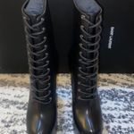 Saint Laurent Cherry Lace-up Platform Bootie in Smooth Leather Size 38 Photo 2