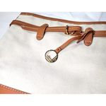 LOULU Brand Bucket Bag Purse 12 x 10 x 4 LARGE Bag, Beige Brown Canvas Faux Photo 4