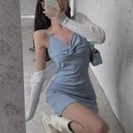 V neck Knot Style Sleeveless Dress Blue Size XS Photo 0