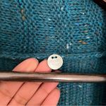 margaret o'leary  Merino Wool Superkid Teal Speckled Shawl Pullover Bell Sleeve Photo 7