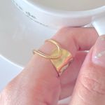 Boutique Yellow Gold Unique Adjustable Cuff Ring‎ | 925 Sterling Silver Photo 4