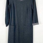 J.Jill Gray Double Front Pockets Striped Cuffs Shoulder Button Accents Dress XS Photo 0