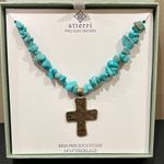 Atterri | Turquoise Cross Choker Necklace ~ 14β + 3β Blue Photo 0