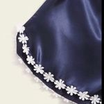 Boutique Navy Blue, Flowered Trim, Pajama Set Photo 4