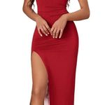 SheIn BAE Lace Up Backless Split Thigh Cami Dress in Red, Size S Photo 0
