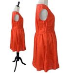 J.Crew  Regal Red Orange 100% Linen Dress Size 8 Organza Lining Photo 2