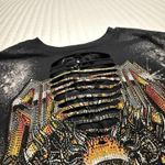 Affliction Black Bleach Wash Rhinestone Chromium Heart T-Shirt Sz L Large Photo 10