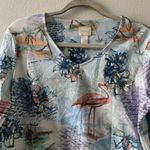 Chico's  Womens Size Medium Multicolor Vacation Tropical Print Stretch Blouse Top Photo 1