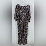 Garnet Hill  blue and brown‎ floral print jumpsuit size small Photo 2