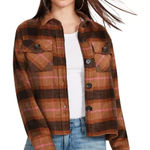BB Dakota Plaid Jacket Boxy Shacket by Steve Madden Brown Pockets Women’s Size S Photo 0
