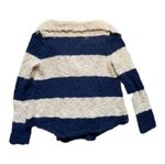 Free People Oversized Navy Beige Stripe Button Front Cardigan Sweater XS Photo 1