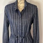 Etcetera NWOT flax linen blend stretch shirt dress navy blue 4 Photo 1