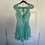 Sherri Hill Custom  Aqua and Silver  Sleeveless Chiffon Cocktail Size 0 Photo 1