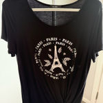Ava James Elegant Black Paris Graphic Tee Photo 0