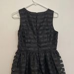 YA Los Angeles Black on Black Striped Organza Holiday Party Mini Fit Flare Dress Photo 10