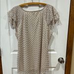 Roz & Ali  Beige Lace Flutter Sleeve Blouse Photo 3