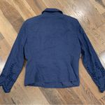 Kasper  Navy Blue Floral Eyelet Linen Blazer Size 6P Photo 2