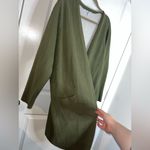 Time & Tru  Cotton Pockets Olive Green Duster Long Sleeve Open Cardigan Sz XXL Photo 9